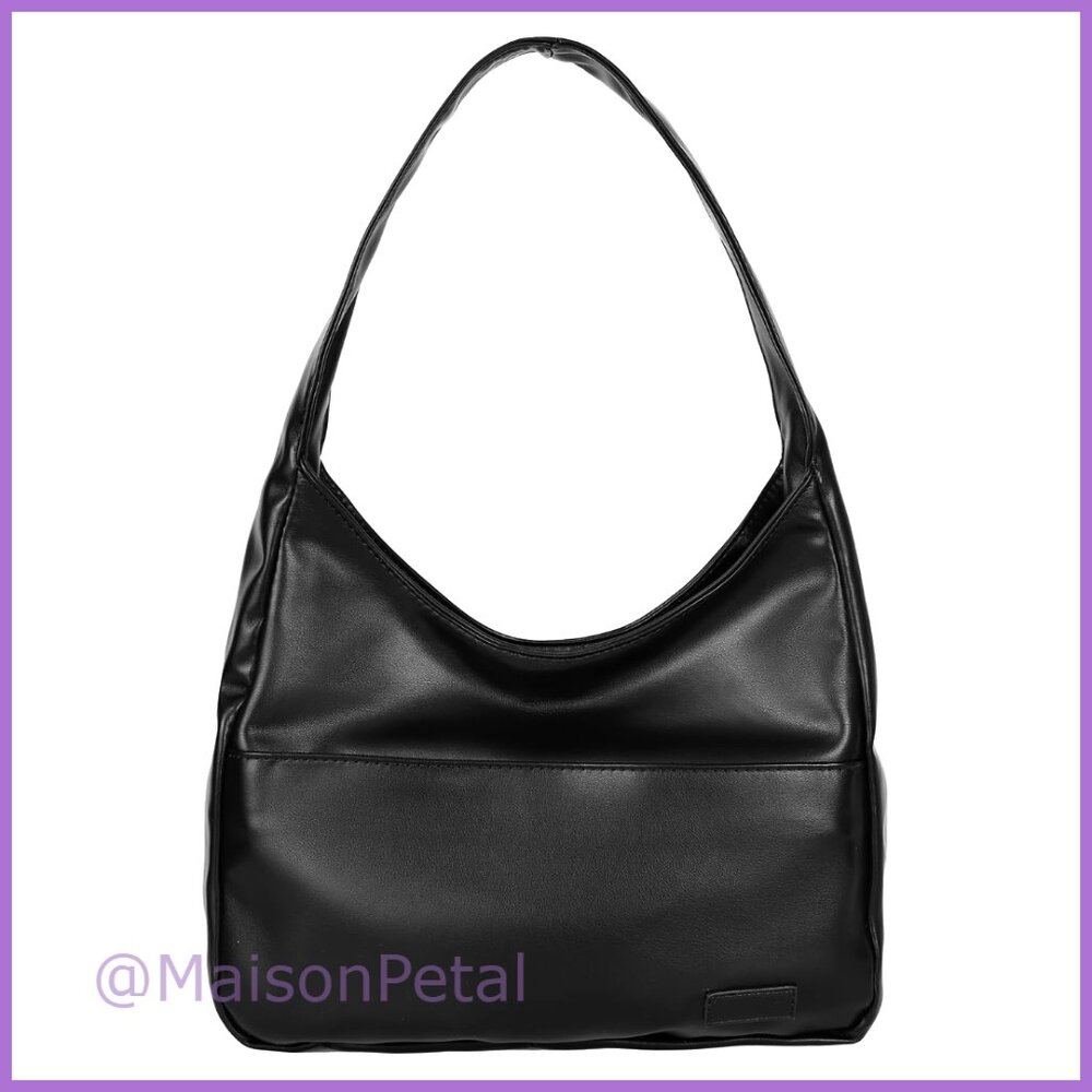 Vegan Leather Tote Bag Large Capacity Shoulder Bag Casual Hobo